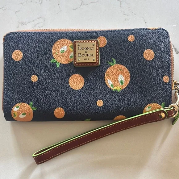 Dooney & Bourke Disney Orange Bird Navy and Orange Wristlet - Picture 1 of 3